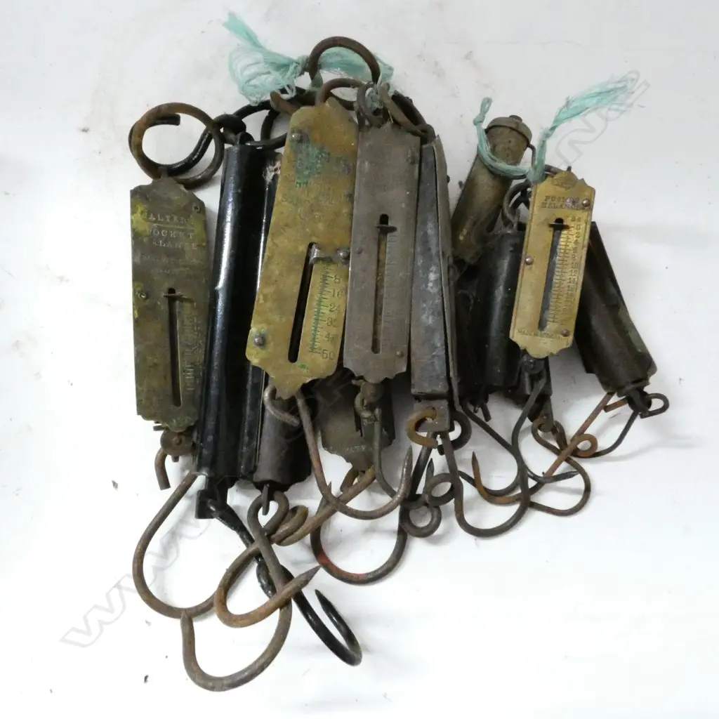 BOX OF 12+ BRASS FLAT FRONT SPRING BALANCES (NEED POLISHING) Image 1++